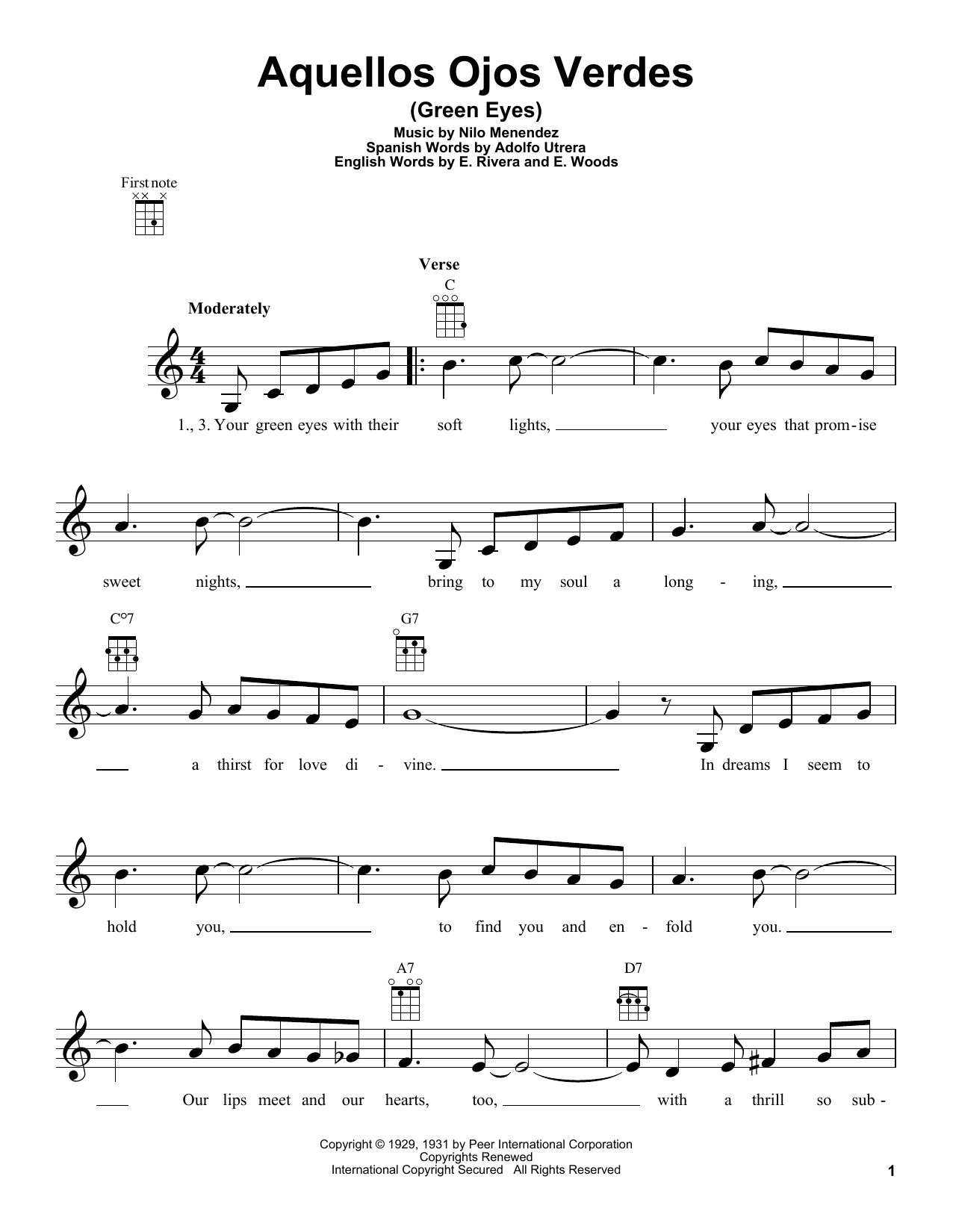 Jimmy Dorsey Aquellos Ojos Verdes (Green Eyes) sheet music notes and chords. Download Printable PDF.