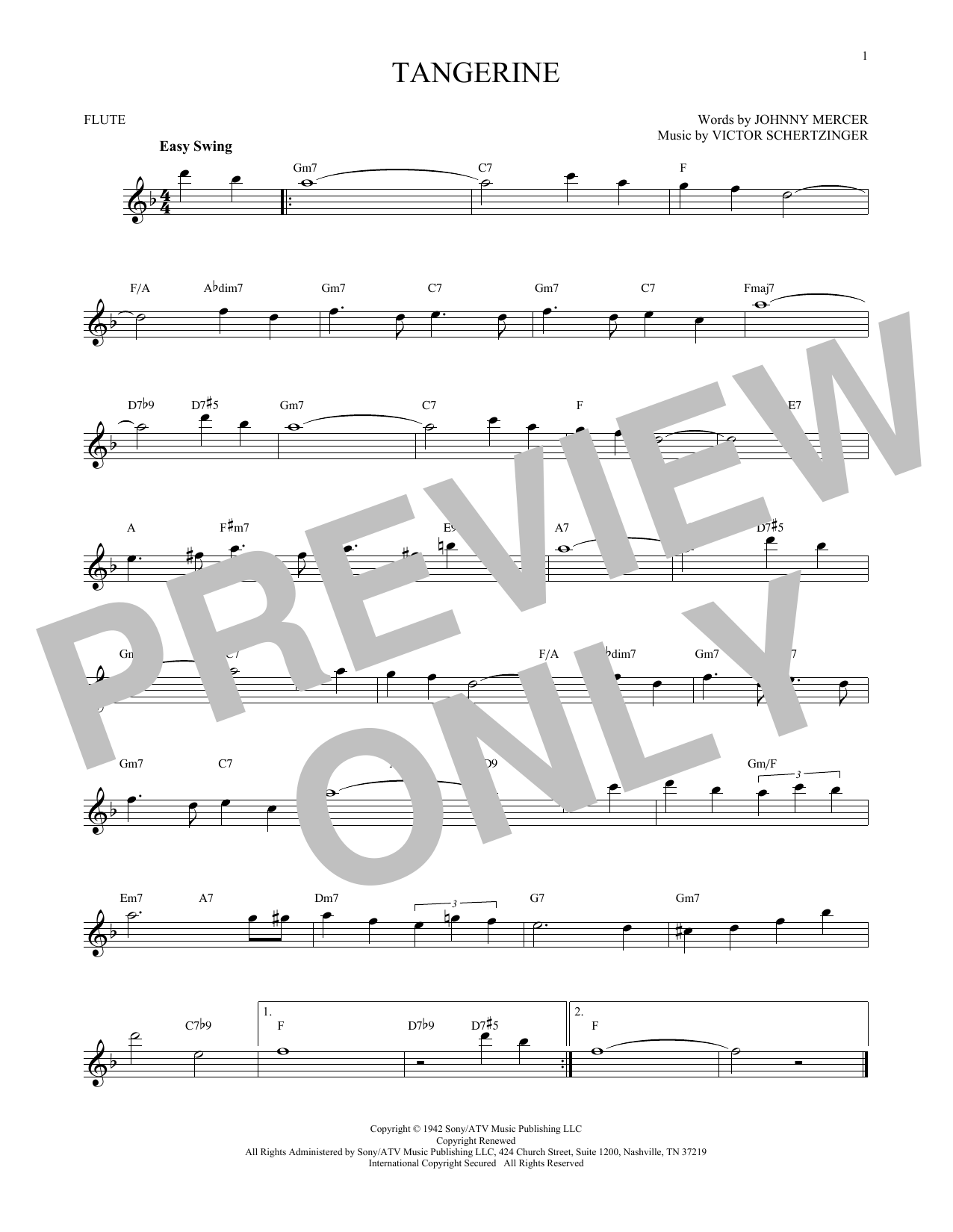 Jimmy Dorsey & His Orchestra Tangerine sheet music notes and chords. Download Printable PDF.