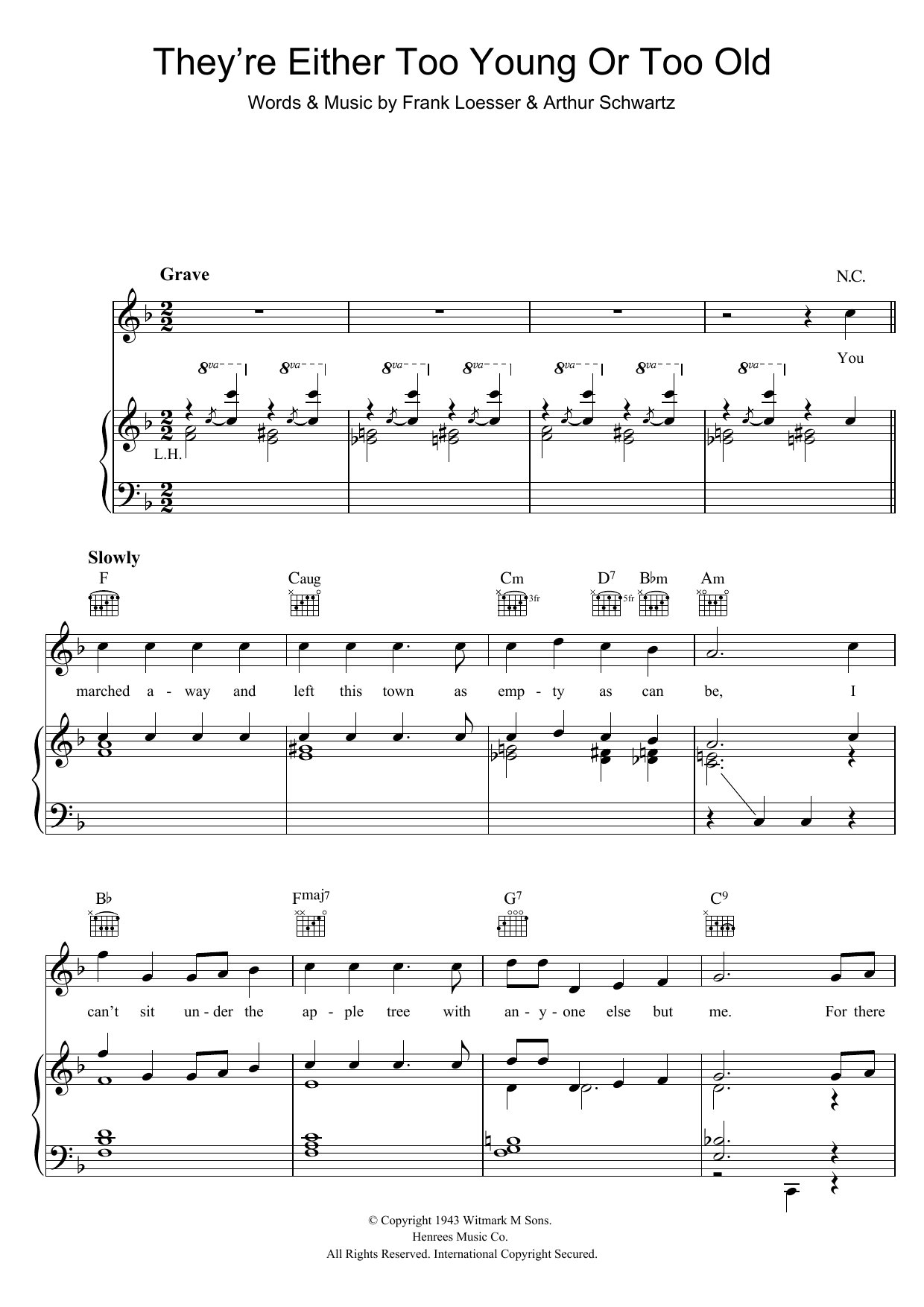 Learn to play Jimmy Dorsey They're Either Too Young Or Too Old sheet music for Piano, Vocal & Guitar Chords in minutes. Price: 7.8900$ Jimmy Dorsey They're Either Too Young Or Too Old sheet music notes and chords arranged for Piano, Vocal & Guitar Chords