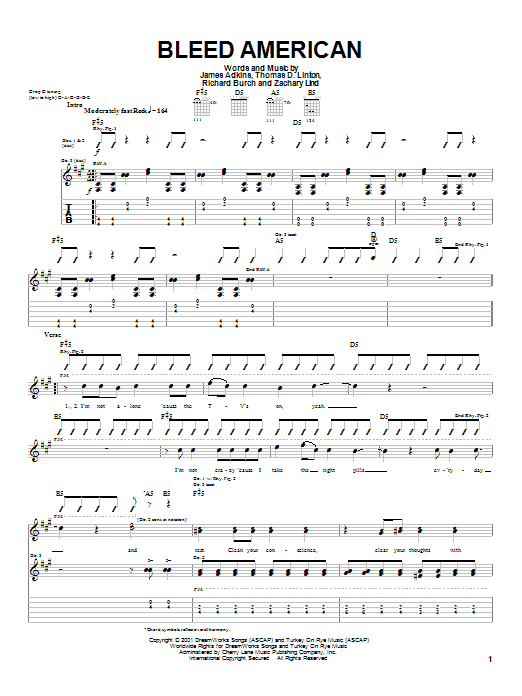 Learn to play Jimmy Eat World Bleed American sheet music for Guitar Tab in minutes. Price: 7.8900$ Jimmy Eat World Bleed American sheet music notes and chords arranged for Guitar Tab