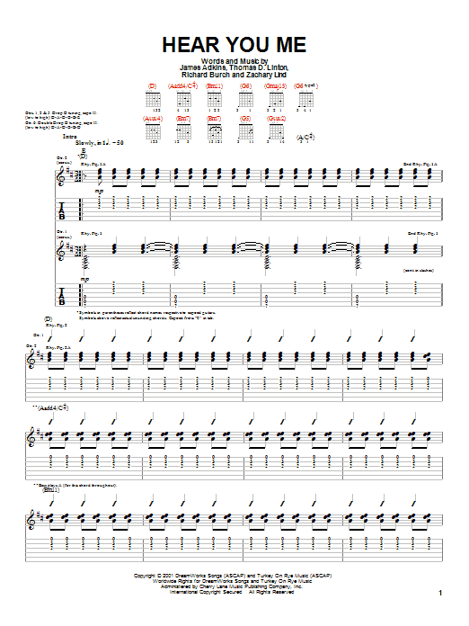 Learn to play Jimmy Eat World Hear You Me sheet music for Guitar Tab in minutes. Price: 7.8900$ Jimmy Eat World Hear You Me sheet music notes and chords arranged for Guitar Tab