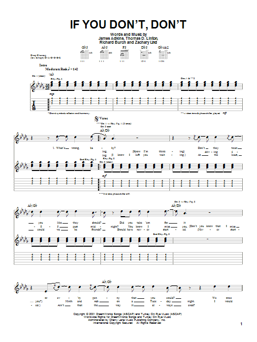 Learn to play Jimmy Eat World If You Don't, Don't sheet music for Guitar Tab in minutes. Price: 7.8900$ Jimmy Eat World If You Don't, Don't sheet music notes and chords arranged for Guitar Tab