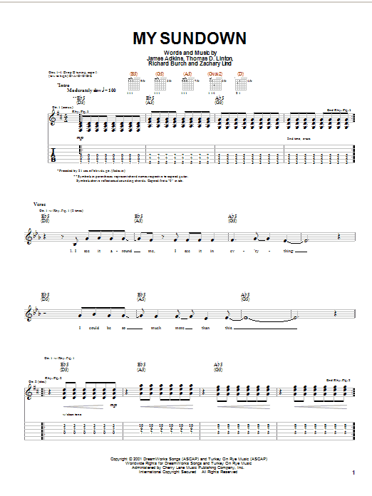 Learn to play Jimmy Eat World My Sundown sheet music for Guitar Tab in minutes. Price: 7.8900$ Jimmy Eat World My Sundown sheet music notes and chords arranged for Guitar Tab