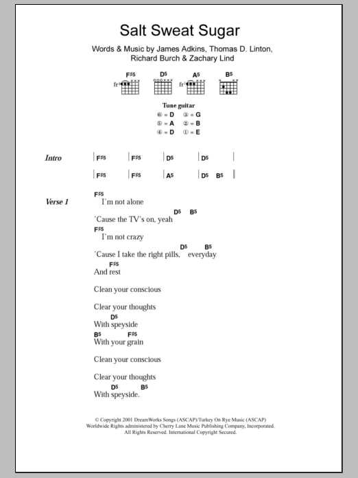 Jimmy Eat World Salt Sweat Sugar sheet music notes and chords. Download Printable PDF.