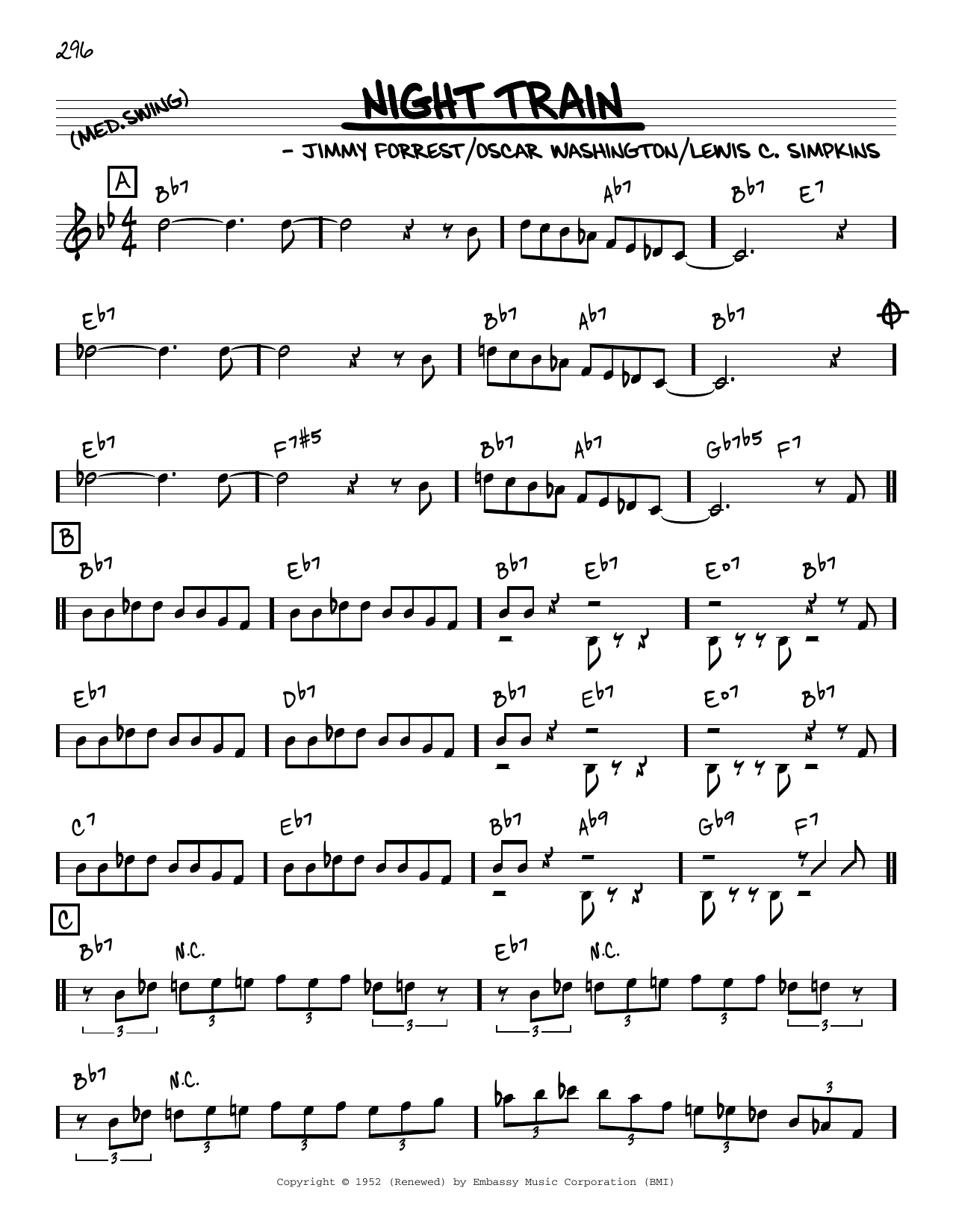 Jimmy Forrest Night Train [Reharmonized version] (arr. Jack Grassel) sheet music notes and chords arranged for Real Book – Melody & Chords