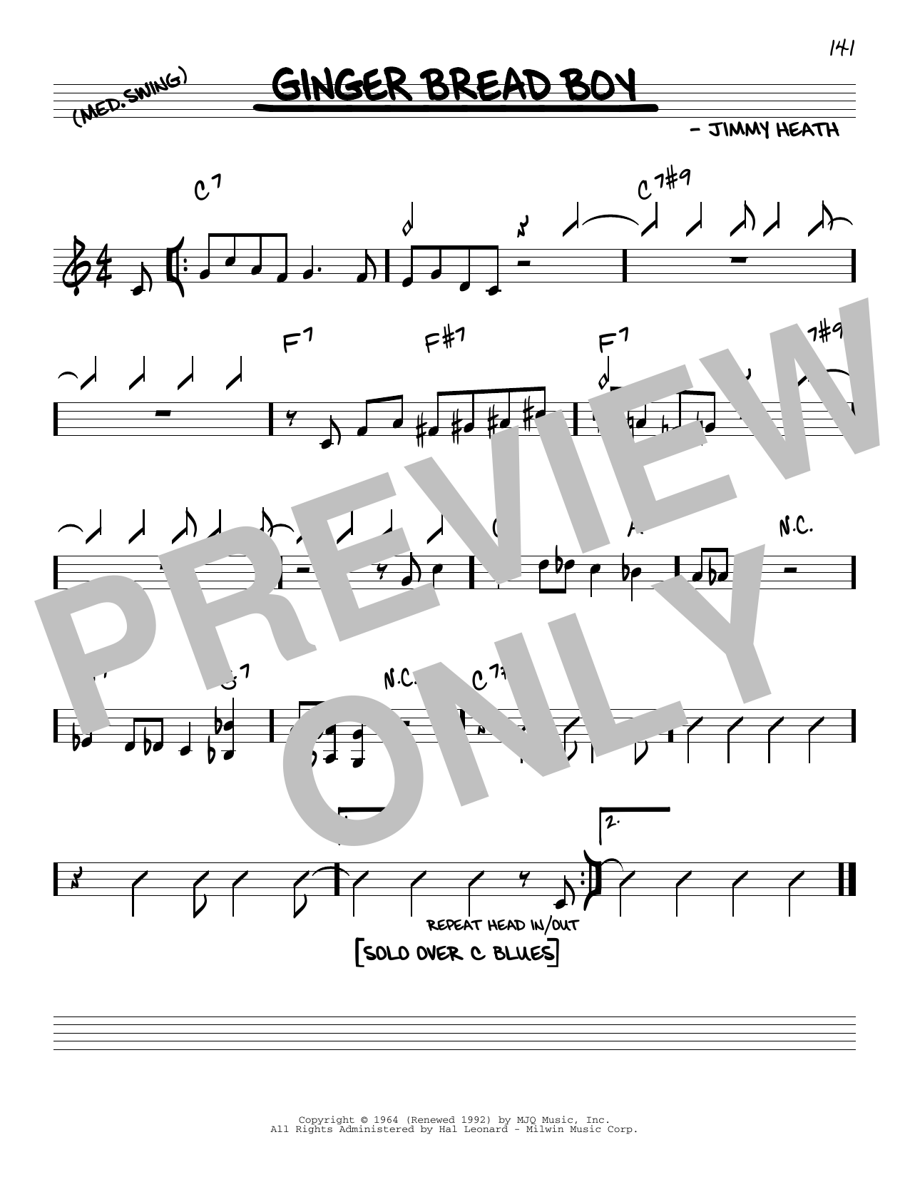 Jimmy Heath Ginger Bread Boy sheet music notes and chords. Download Printable PDF.