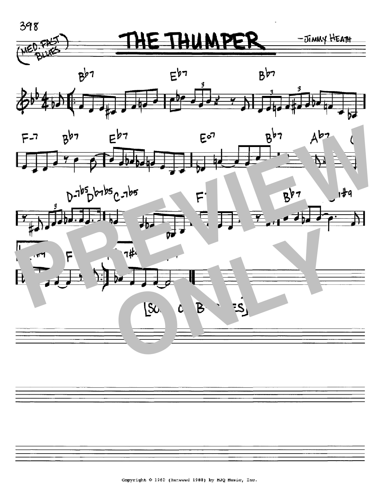 Jimmy Heath The Thumper sheet music notes and chords arranged for Real Book – Melody & Chords – C Instruments