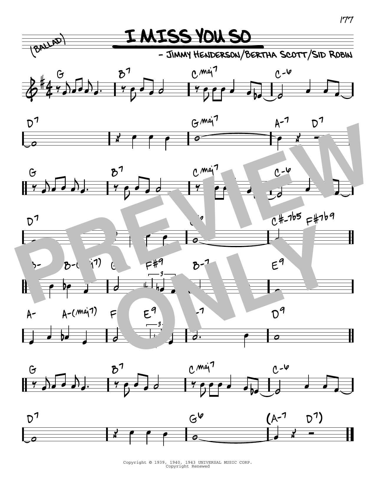 Learn to play Jimmy Henderson I Miss You So sheet music for Real Book – Melody & Chords in minutes. Price: 5.9900$ Jimmy Henderson I Miss You So sheet music notes and chords arranged for Real Book – Melody & Chords