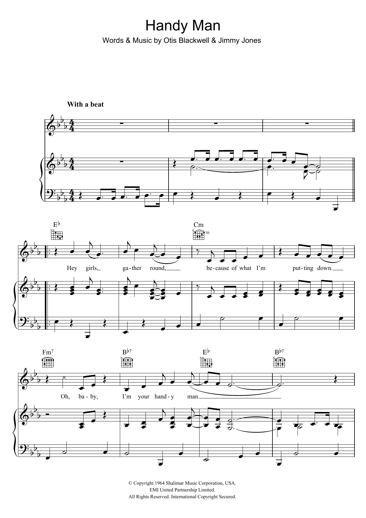 Jimmy Jones Handy Man sheet music notes and chords. Download Printable PDF.