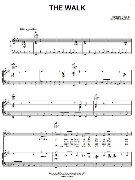 Learn to play Jimmy McCracklin The Walk sheet music for Piano, Vocal & Guitar Chords (Right-Hand Melody) in minutes. Price: 7.8900$ Jimmy McCracklin The Walk sheet music notes and chords arranged for Piano, Vocal & Guitar Chords (Right-Hand Melody)