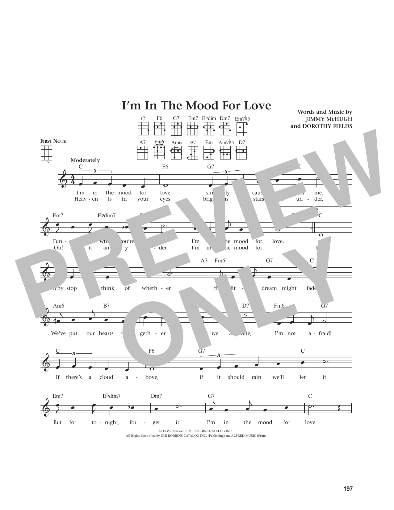 Jimmy McHugh I'm In The Mood For Love (from The Daily Ukulele) (arr. Jim Beloff) sheet music notes and chords. Download Printable PDF.