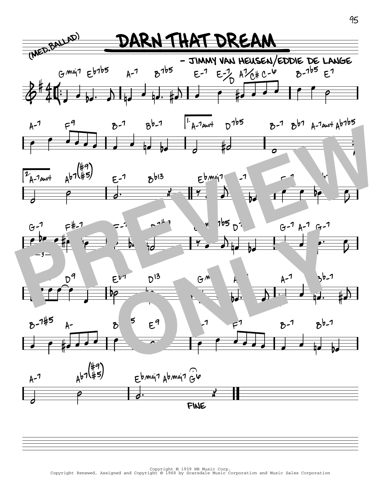 Jimmy Van Heusen Darn That Dream [Reharmonized version] (arr. Jack Grassel) sheet music notes and chords arranged for Real Book – Melody & Chords