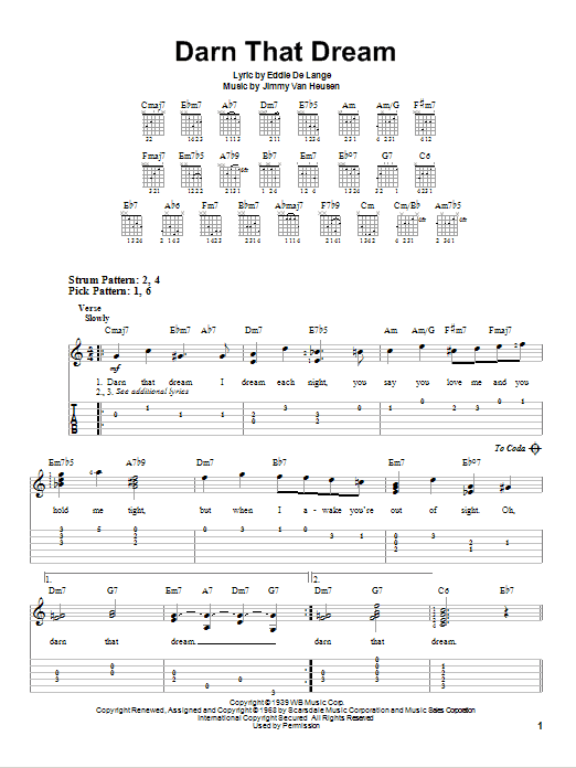 Jimmy Van Heusen Darn That Dream sheet music notes and chords. Download Printable PDF.