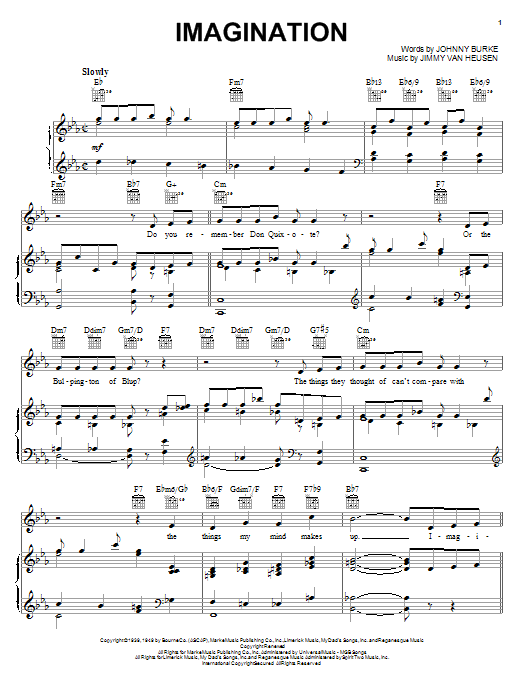 Johnny Burke Imagination sheet music notes and chords. Download Printable PDF.