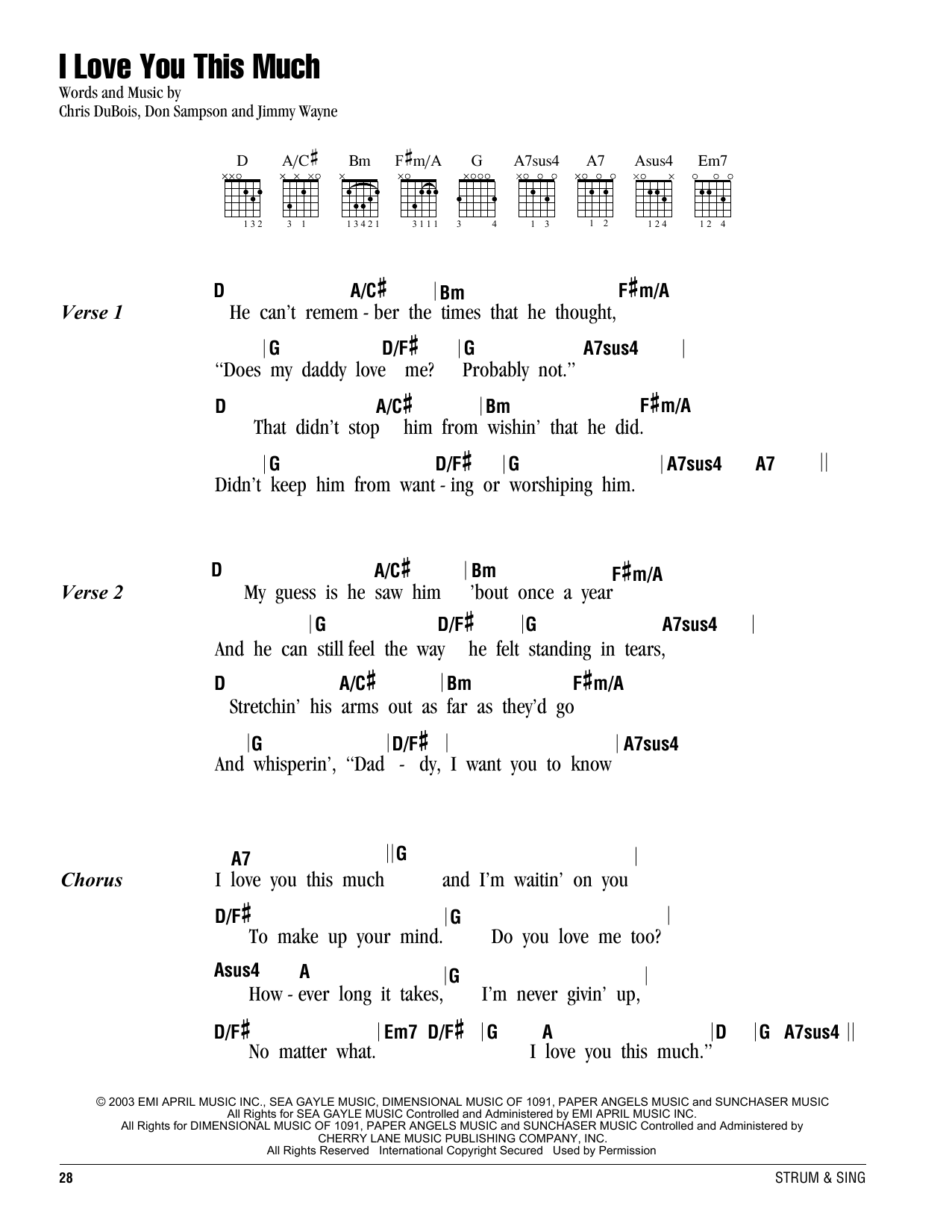 Jimmy Wayne I Love You This Much sheet music notes and chords. Download Printable PDF.