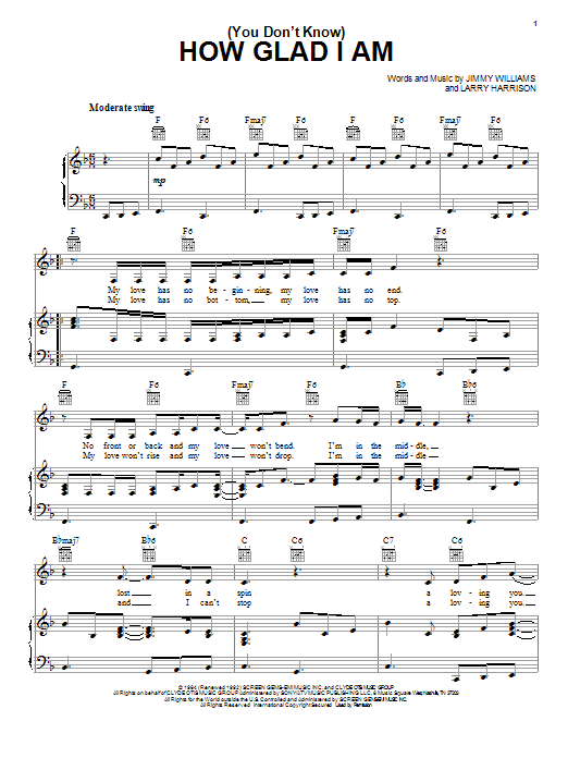 Jimmy Williams (You Don't Know) How Glad I Am sheet music notes and chords. Download Printable PDF.