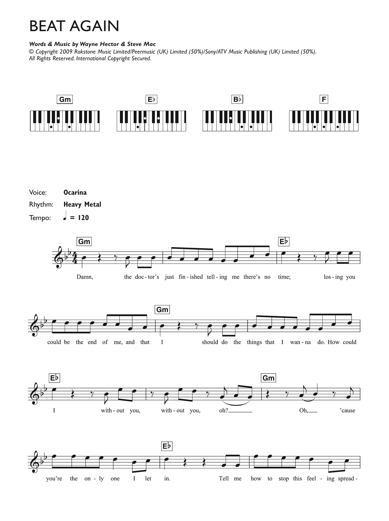 JLS Beat Again sheet music notes and chords arranged for Piano Chords/Lyrics