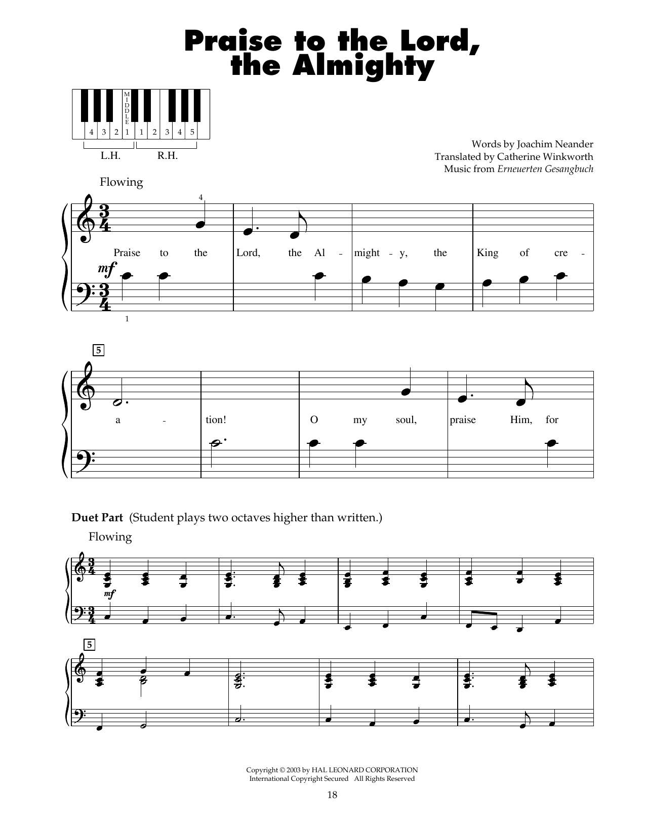 Joachim Neander Praise To The Lord, The Almighty sheet music notes and chords. Download Printable PDF.