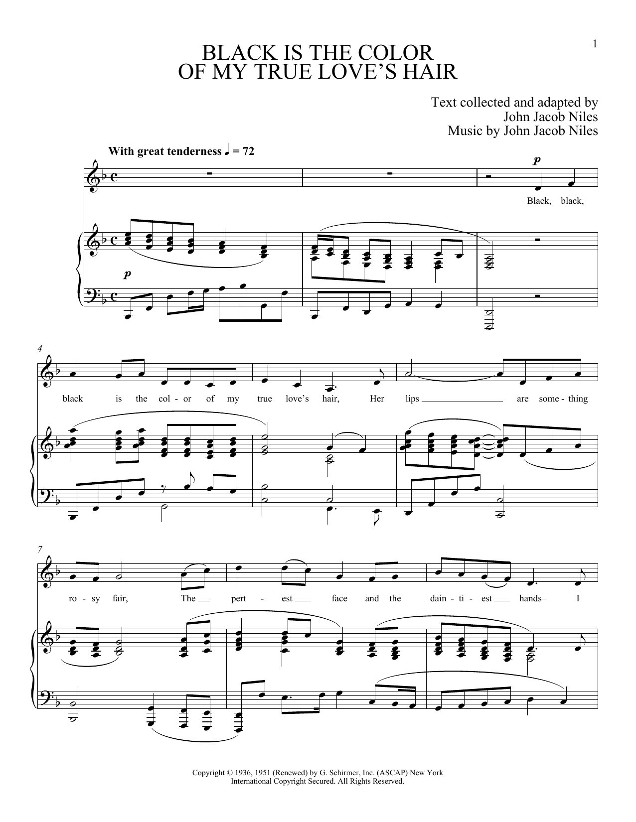 Learn to play Joan Frey Boytim Black Is The Color Of My True Love's Hair sheet music for Piano & Vocal in minutes. Price: 7.8900$ Joan Frey Boytim Black Is The Color Of My True Love's Hair sheet music notes and chords arranged for Piano & Vocal