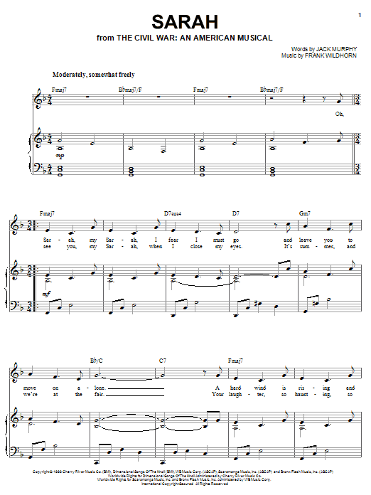 Joan Frey Boytim Sarah sheet music notes and chords. Download Printable PDF.