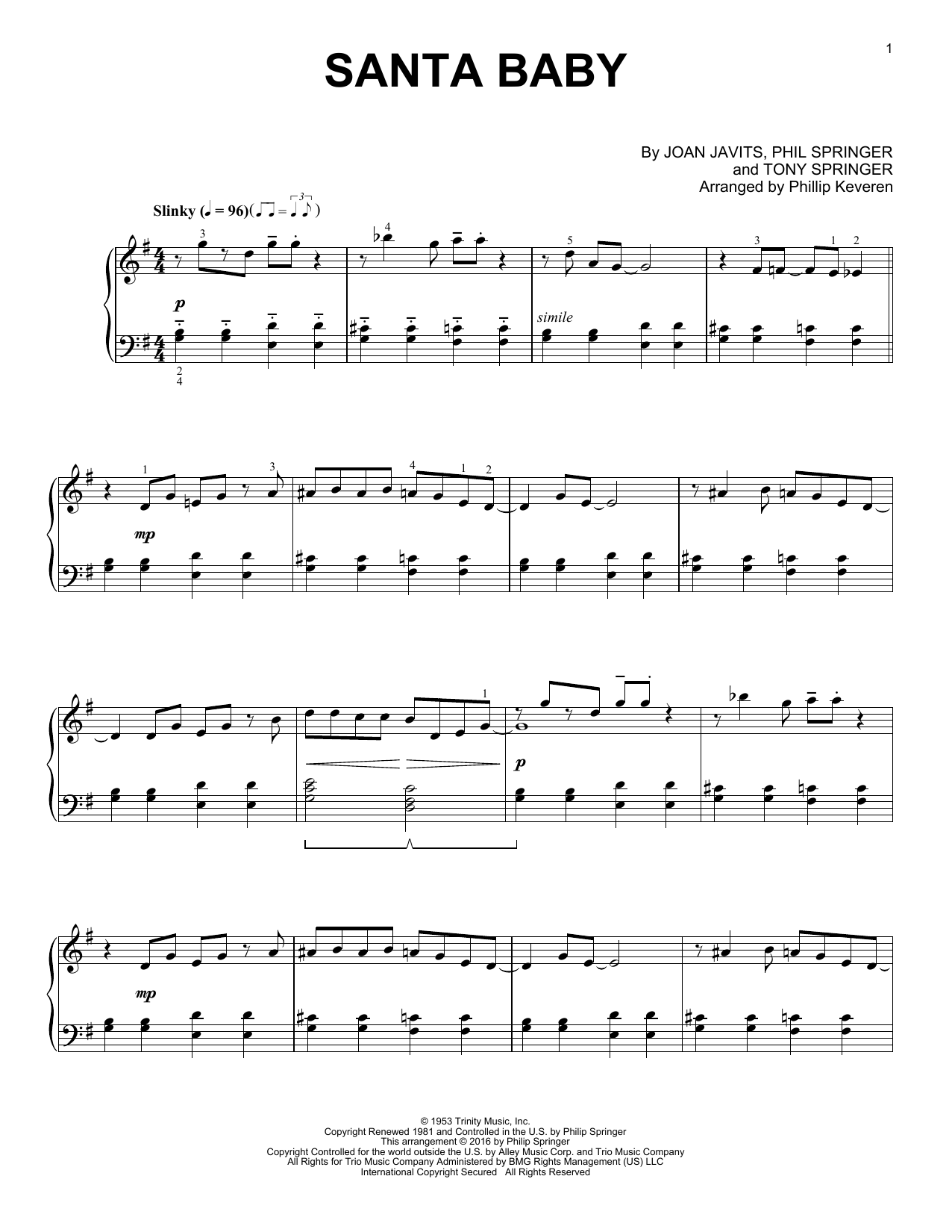 Learn to play Phillip Keveren Santa Baby sheet music for Piano Solo in minutes. Price: 7.8900$ Phillip Keveren Santa Baby sheet music notes and chords arranged for Piano Solo