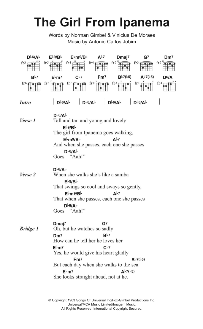 Joao Gilberto The Girl From Ipanema (feat. Astrud Gilberto) sheet music notes and chords. Download Printable PDF.