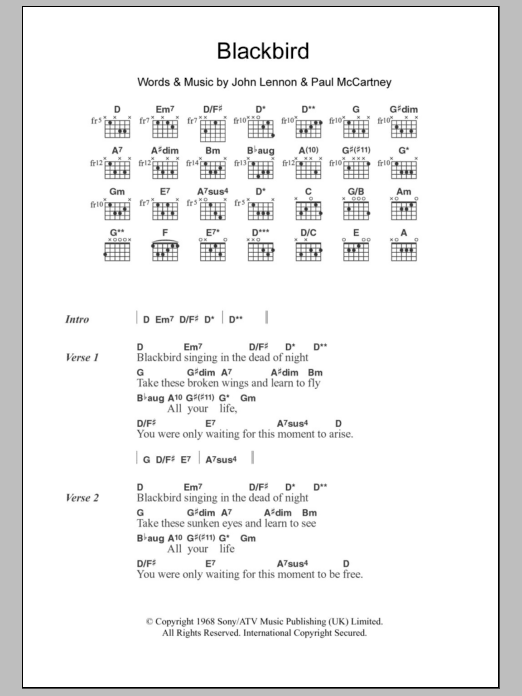 Learn to play Jodie Winter Blackbird sheet music for Guitar Chords/Lyrics in minutes. Price: 4.4900$ Jodie Winter Blackbird sheet music notes and chords arranged for Guitar Chords/Lyrics