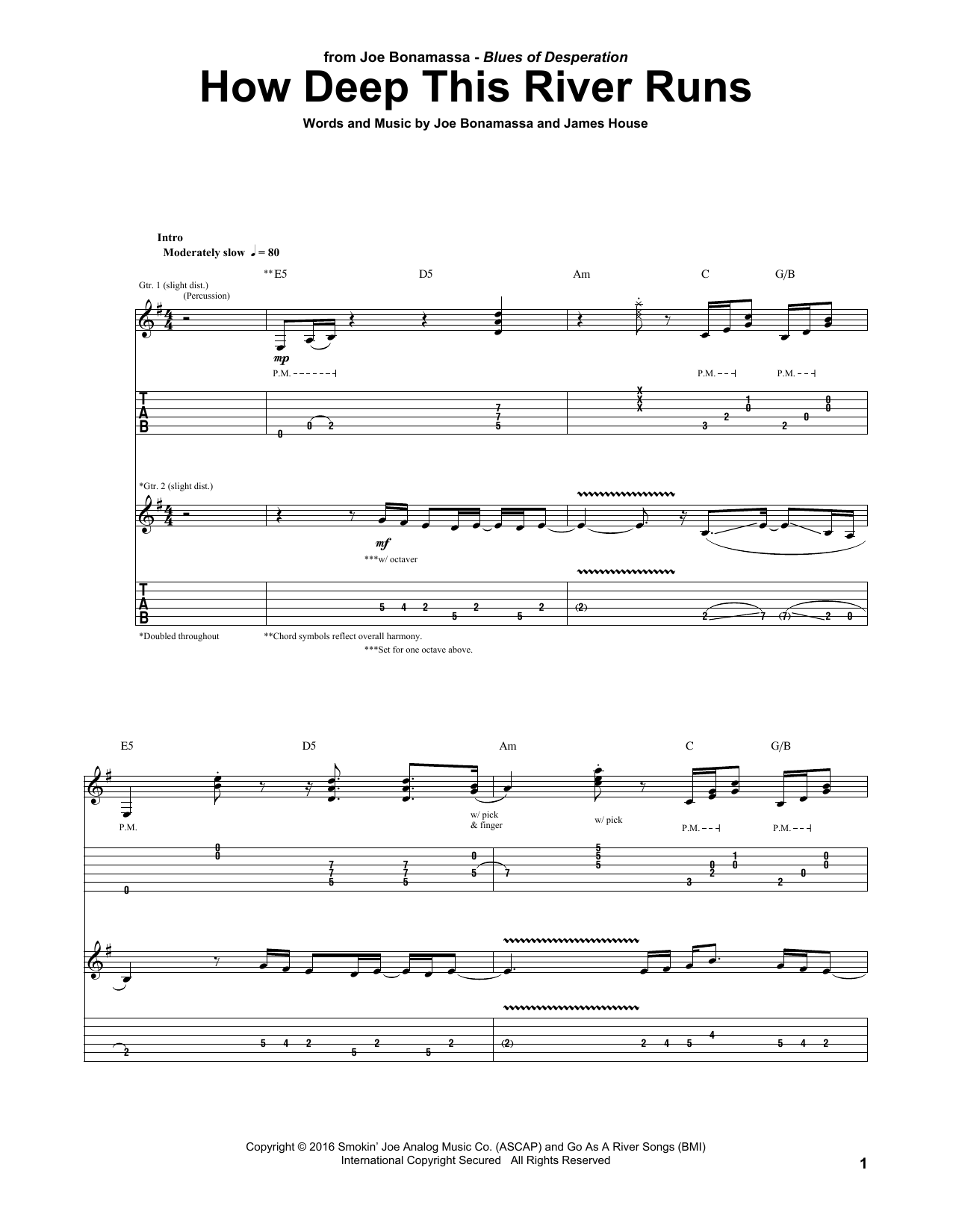 Joe Bonamassa How Deep This River Runs sheet music notes and chords arranged for Guitar Tab