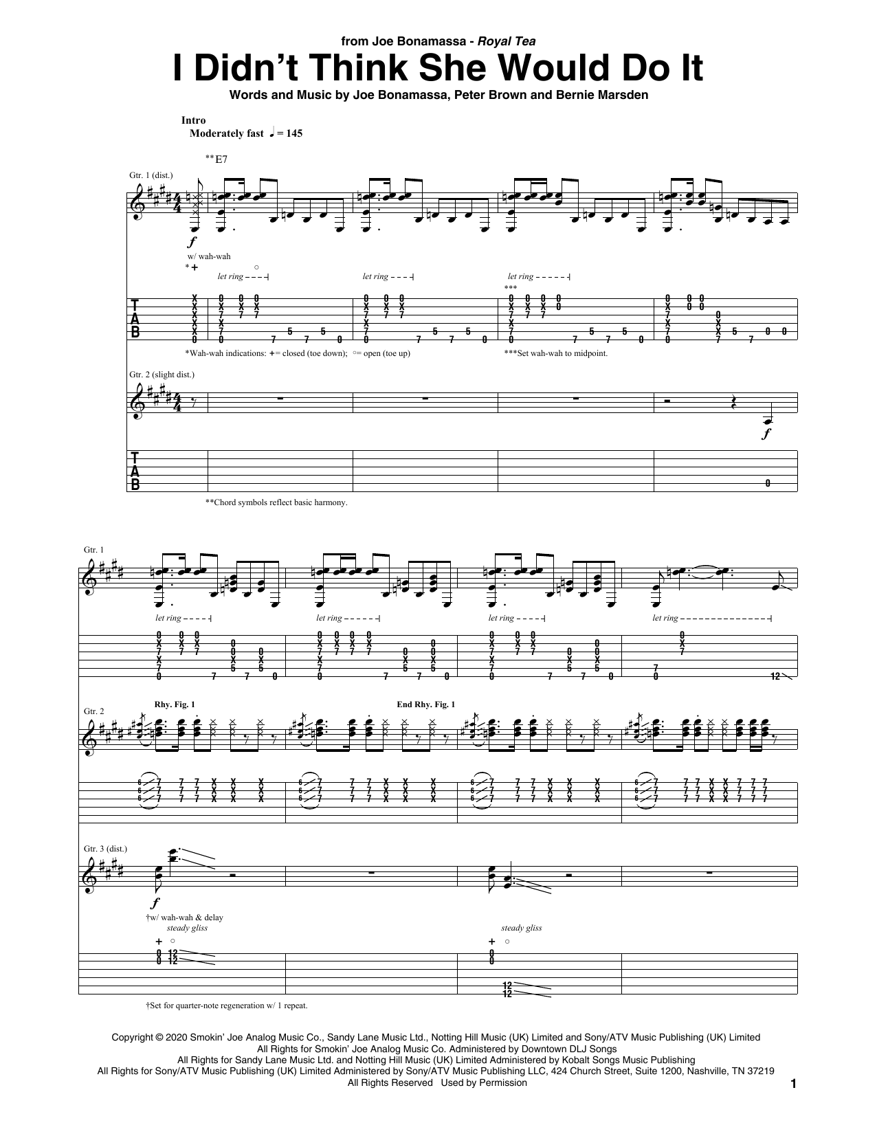Learn to play Joe Bonamassa I Didn't Think She Would Do It sheet music for Guitar Tab in minutes. Price: 7.8900$ Joe Bonamassa I Didn't Think She Would Do It sheet music notes and chords arranged for Guitar Tab
