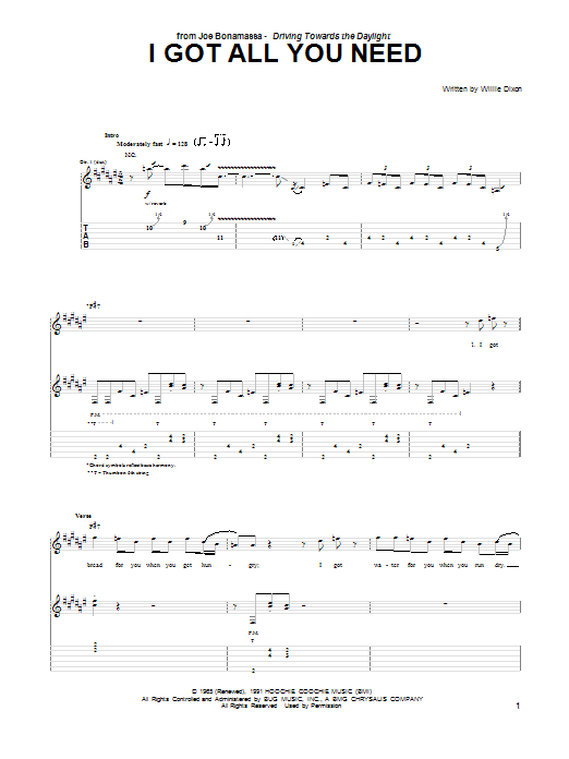 Learn to play Joe Bonamassa I Got All You Need sheet music for Guitar Tab in minutes. Price: 7.8900$ Joe Bonamassa I Got All You Need sheet music notes and chords arranged for Guitar Tab