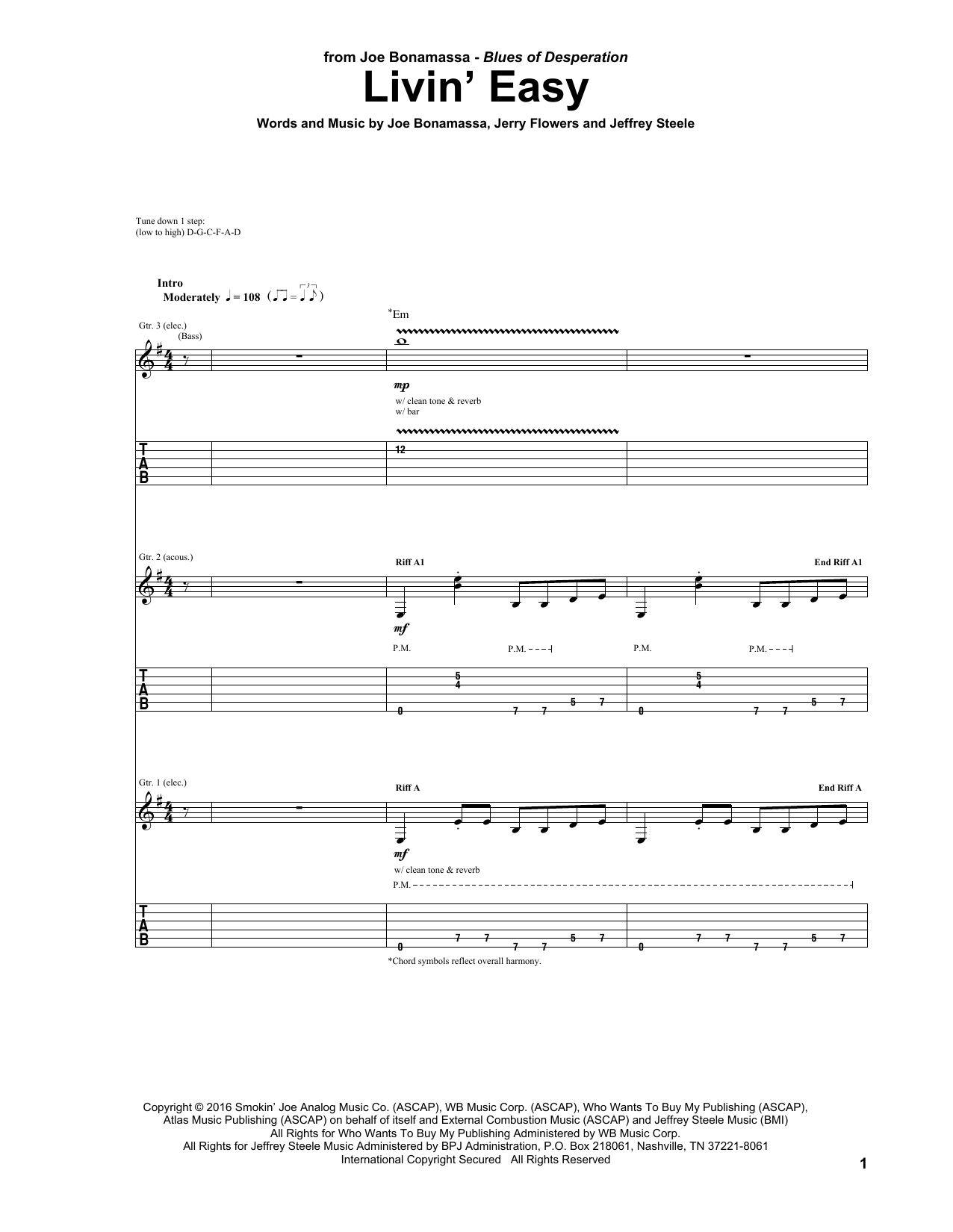 Learn to play Joe Bonamassa Livin' Easy sheet music for Guitar Tab in minutes. Price: 7.8900$ Joe Bonamassa Livin' Easy sheet music notes and chords arranged for Guitar Tab