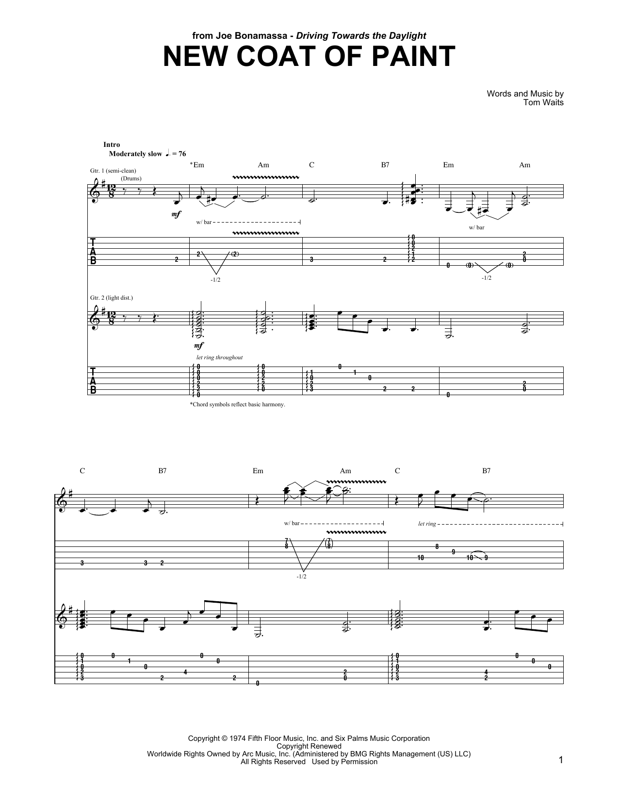 Learn to play Joe Bonamassa New Coat Of Paint sheet music for Guitar Tab in minutes. Price: 7.8900$ Joe Bonamassa New Coat Of Paint sheet music notes and chords arranged for Guitar Tab