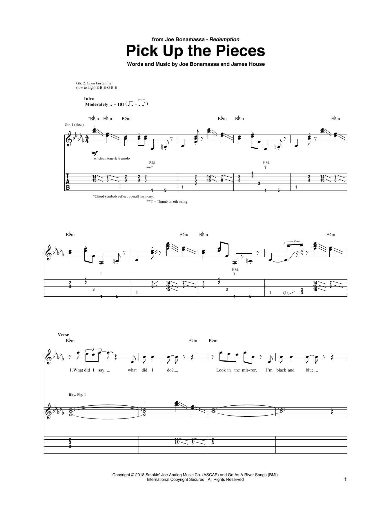 Joe Bonamassa Pick Up The Pieces sheet music notes and chords. Download Printable PDF.