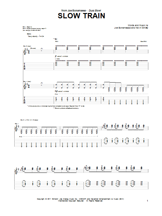 Learn to play Joe Bonamassa Slow Train sheet music for Guitar Tab in minutes. Price: 7.8900$ Joe Bonamassa Slow Train sheet music notes and chords arranged for Guitar Tab