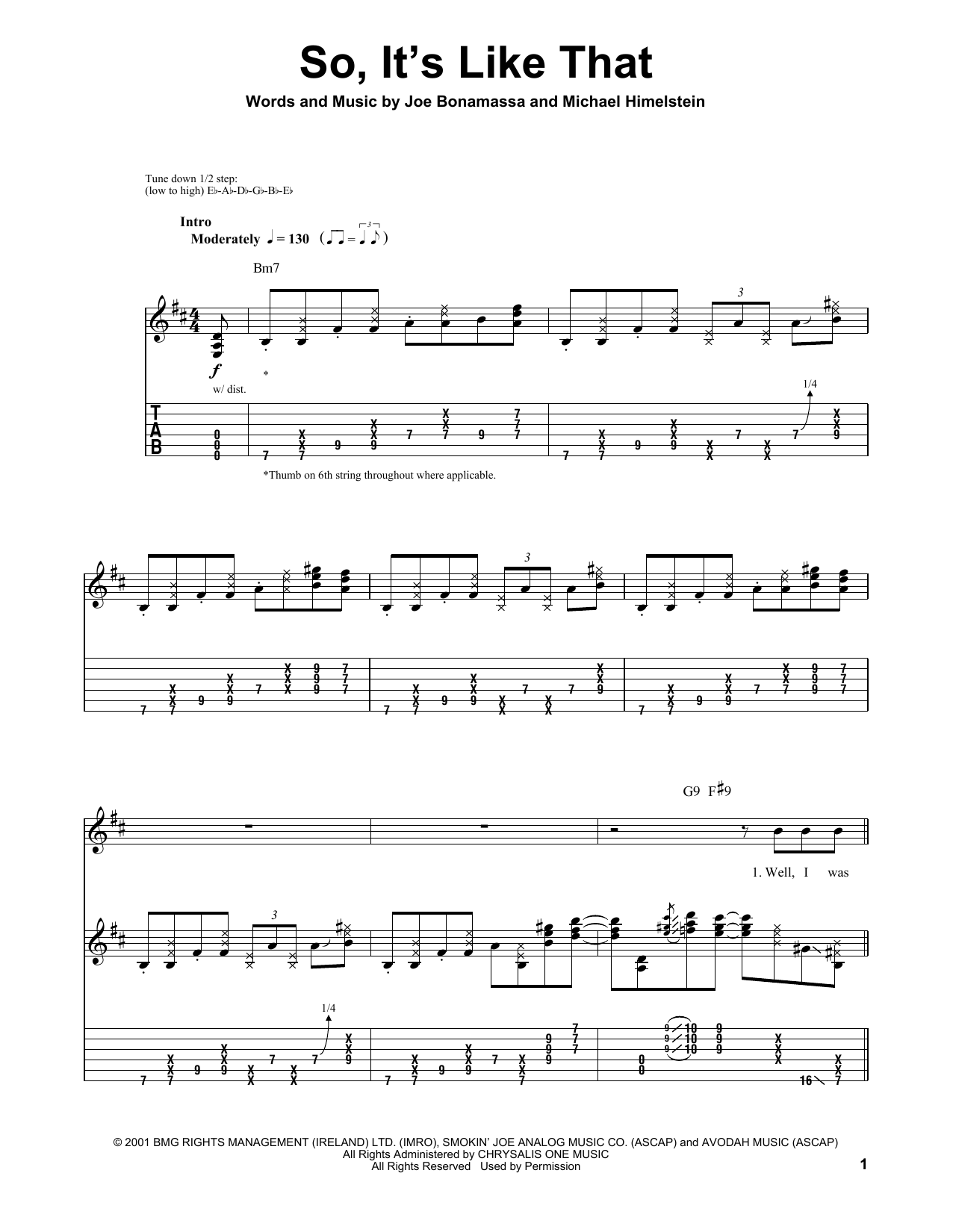 Joe Bonamassa So, It's Like That sheet music notes and chords. Download Printable PDF.