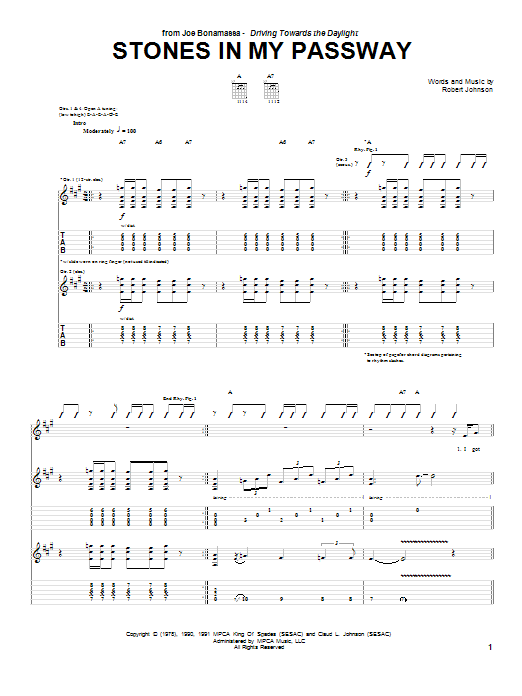 Learn to play Joe Bonamassa Stones In My Passway sheet music for Guitar Tab in minutes. Price: 7.8900$ Joe Bonamassa Stones In My Passway sheet music notes and chords arranged for Guitar Tab