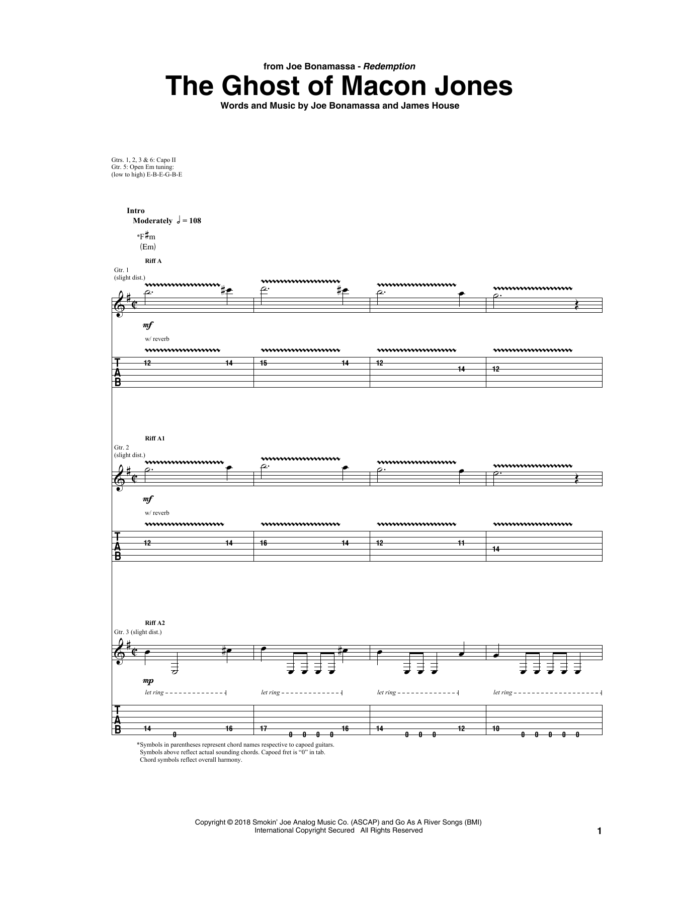 Joe Bonamassa The Ghost Of Macon Jones sheet music notes and chords. Download Printable PDF.