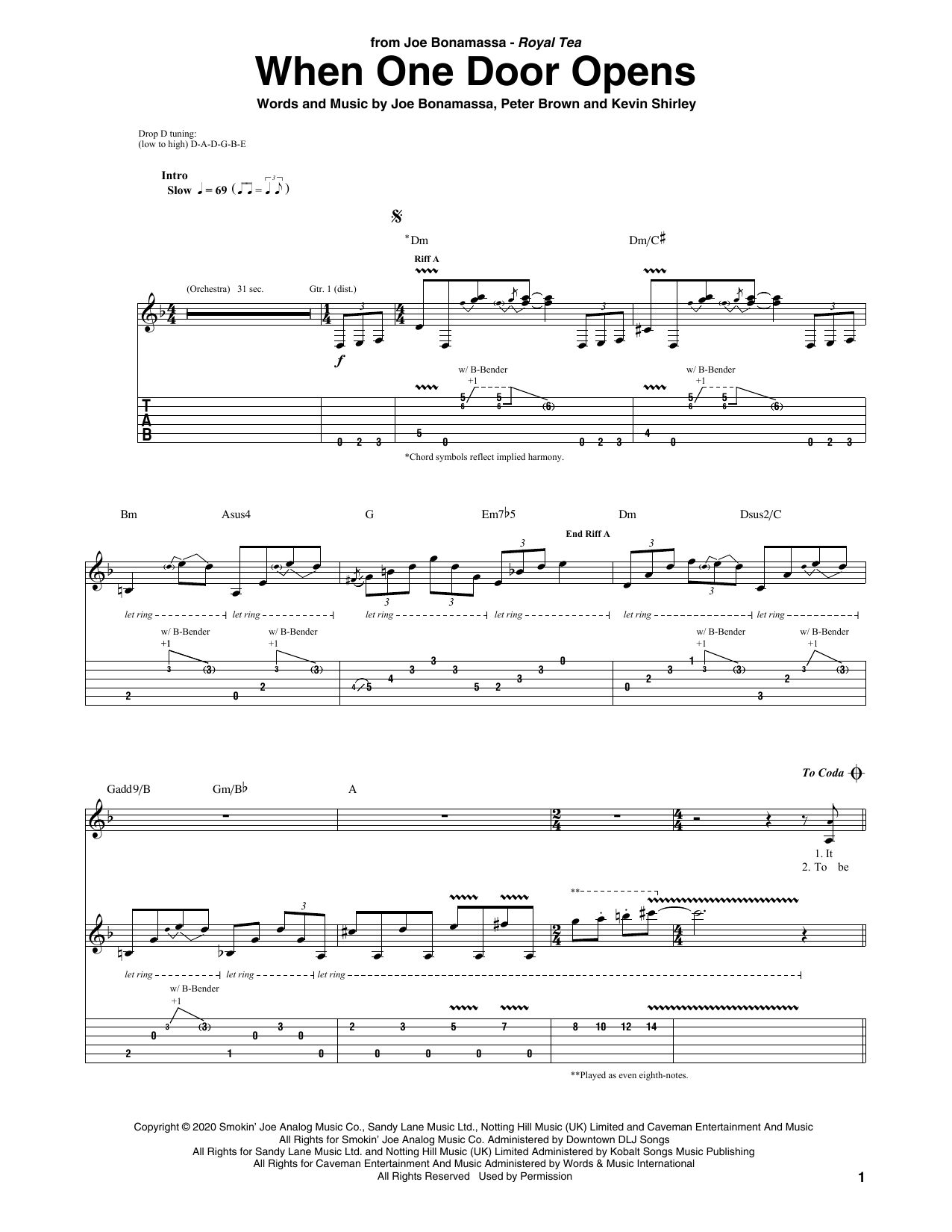 Learn to play Joe Bonamassa When One Door Opens sheet music for Guitar Tab in minutes. Price: 7.8900$ Joe Bonamassa When One Door Opens sheet music notes and chords arranged for Guitar Tab