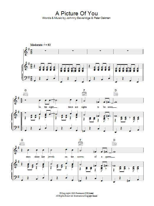 Learn to play Joe Brown A Picture Of You sheet music for Piano, Vocal & Guitar Chords in minutes. Price: 7.8900$ Joe Brown A Picture Of You sheet music notes and chords arranged for Piano, Vocal & Guitar Chords