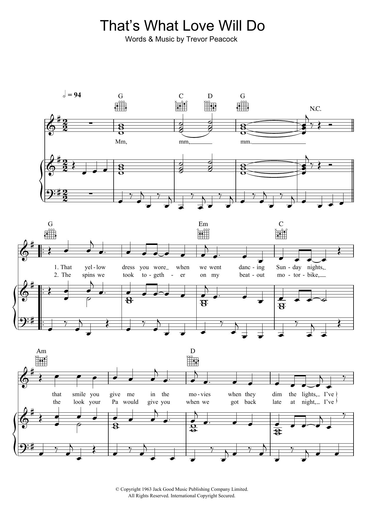 Joe Brown That's What Love Will Do sheet music notes and chords. Download Printable PDF.