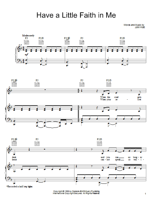 Joe Cocker Have A Little Faith In Me sheet music notes and chords. Download Printable PDF.