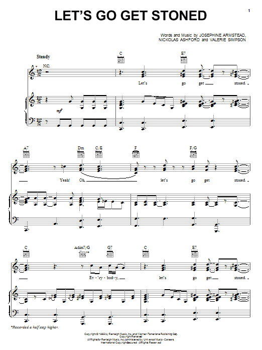 Learn to play Joe Cocker Let's Go Get Stoned sheet music for Piano, Vocal & Guitar Chords (Right-Hand Melody) in minutes. Price: 7.8900$ Joe Cocker Let's Go Get Stoned sheet music notes and chords arranged for Piano, Vocal & Guitar Chords (Right-Hand Melody)