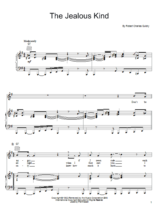 Joe Cocker The Jealous Kind sheet music notes and chords arranged for Piano, Vocal & Guitar Chords (Right-Hand Melody)