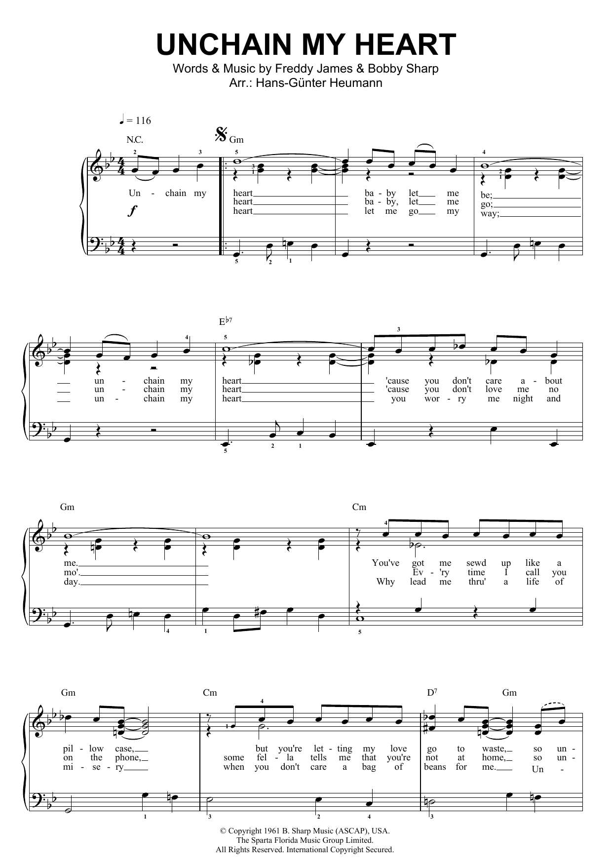 Joe Cocker Unchain My Heart sheet music notes and chords. Download Printable PDF.