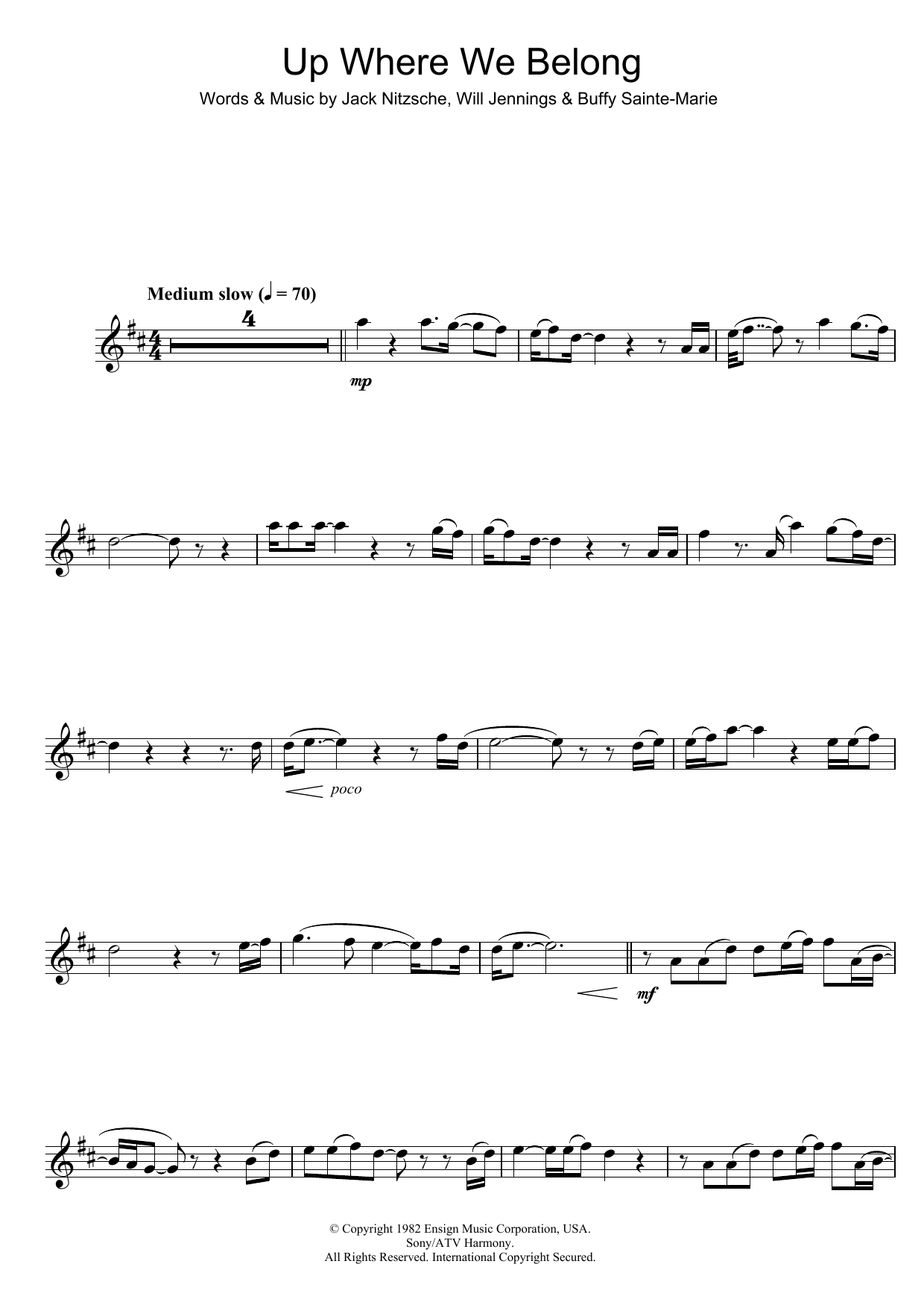 Joe Cocker and Jennifer Warnes Up Where We Belong (from An Officer And A Gentleman) sheet music notes and chords. Download Printable PDF.