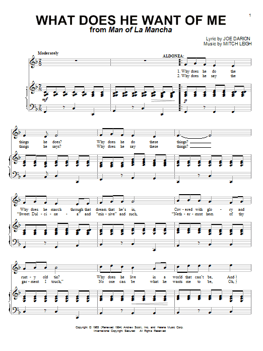 Joe Darion What Does He Want Of Me sheet music notes and chords. Download Printable PDF.