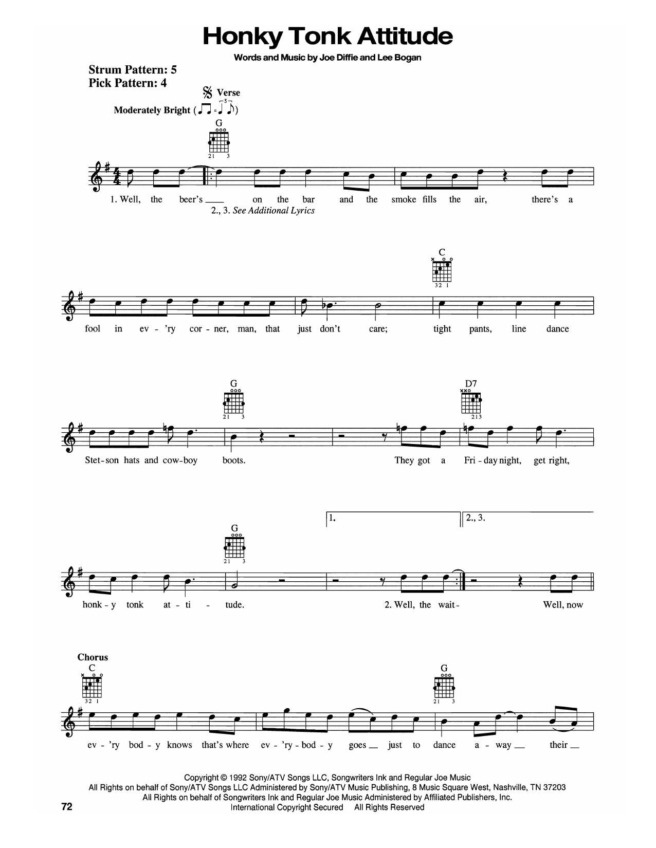 Joe Diffie Honky Tonk Attitude sheet music notes and chords. Download Printable PDF.