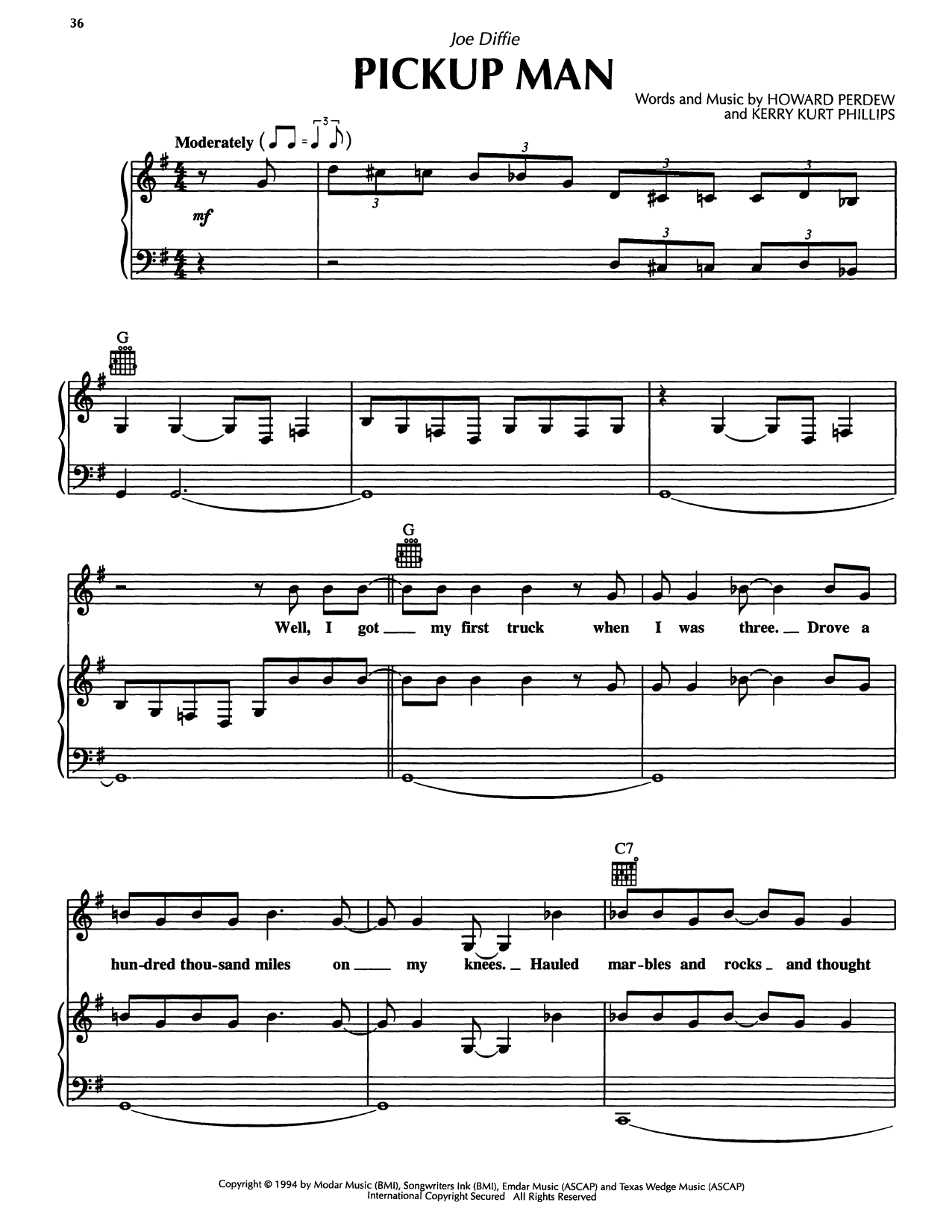 Learn to play Joe Diffie Pickup Man sheet music for Piano, Vocal & Guitar Chords (Right-Hand Melody) in minutes. Price: 7.8900$ Joe Diffie Pickup Man sheet music notes and chords arranged for Piano, Vocal & Guitar Chords (Right-Hand Melody)