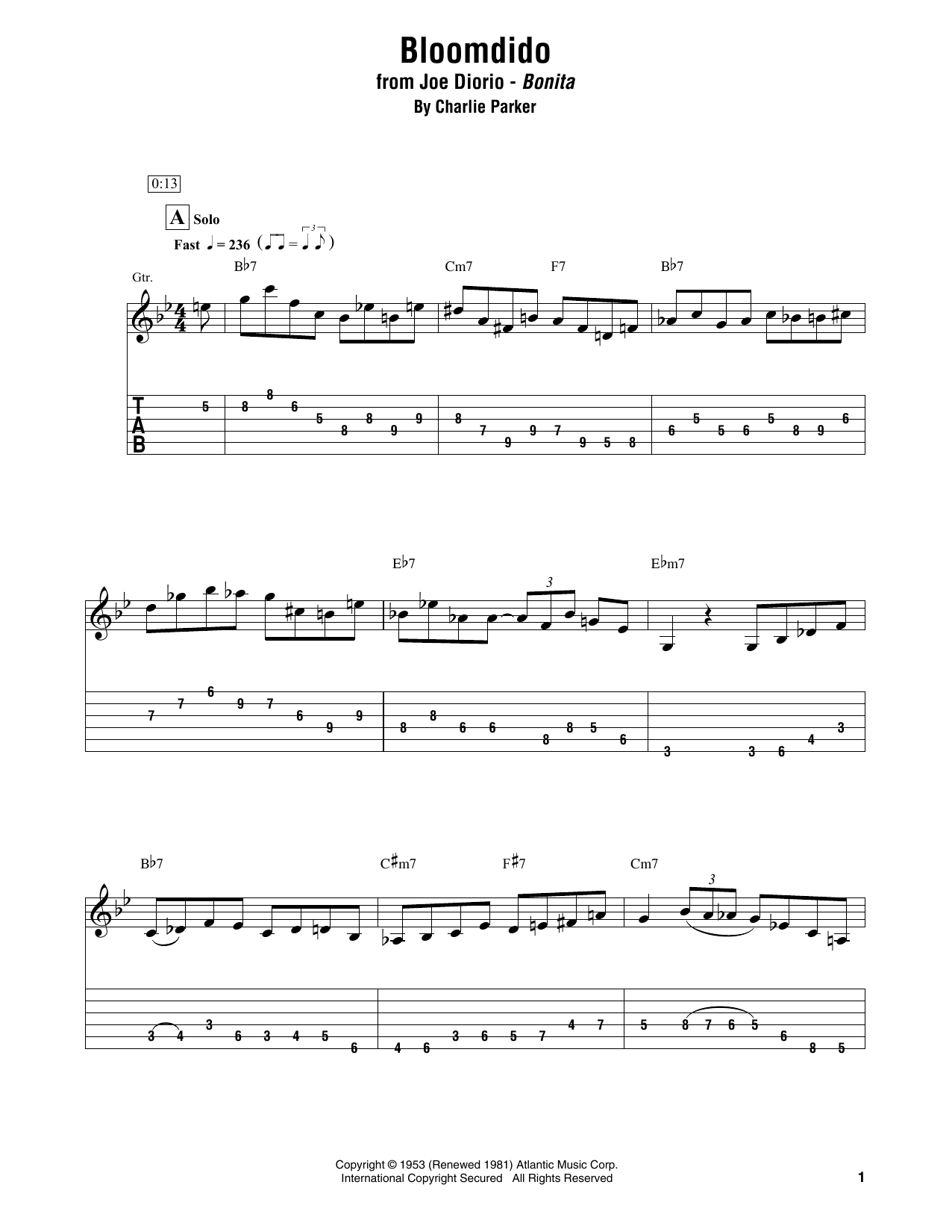 Joe Diorio Bloomdido sheet music notes and chords. Download Printable PDF.