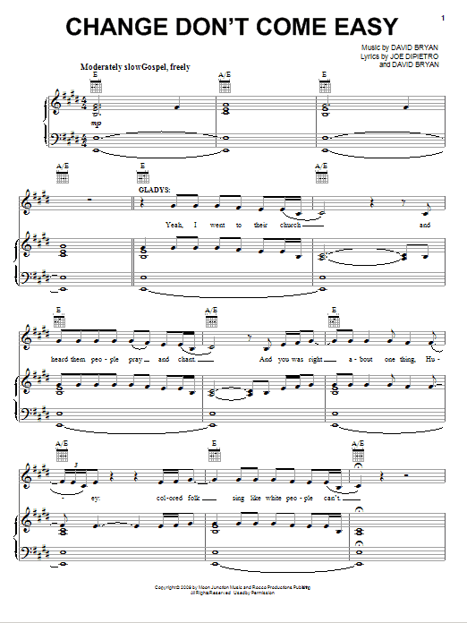 Learn to play Joe DiPietro Change Don't Come Easy sheet music for Piano, Vocal & Guitar Chords (Right-Hand Melody) in minutes. Price: 7.8900$ Joe DiPietro Change Don't Come Easy sheet music notes and chords arranged for Piano, Vocal & Guitar Chords (Right-Hand Melody)